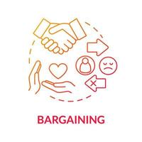 Bargaining red gradient concept icon. Hope to change decision. Divorce stage abstract idea thin line illustration. Isolated outline drawing. Roboto-Medium, Myriad Pro-Bold fonts used vector