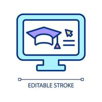 Electronic education RGB color icon. Elearning. Digital course. Distant and remote studying. Isolated vector illustration. Simple filled line drawing. Editable stroke. Arial font used