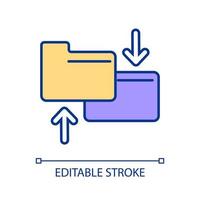 File exchange RGB color icon. Information uploading and downloading. Copying documents. Digital storage. Isolated vector illustration. Simple filled line drawing. Editable stroke. Arial font used