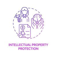 Intellectual property protection purple gradient concept icon. Corporate coverage service abstract idea thin line illustration. Isolated outline drawing. Roboto-Medium, Myriad Pro-Bold fonts used vector