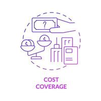 Cost coverage purple gradient concept icon. Payment compensation. Corporate compensation abstract idea thin line illustration. Isolated outline drawing. Roboto-Medium, Myriad Pro-Bold fonts used vector