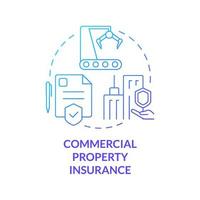 Commercial property insurance blue gradient concept icon. Corporate coverage abstract idea thin line illustration. Isolated outline drawing. Roboto-Medium, Myriad Pro-Bold fonts used vector