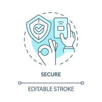 Secure turquoise concept icon. Safe payment. Wireless solution. System abstract idea thin line illustration. Isolated outline drawing. Editable stroke. Roboto-Medium, Myriad Pro-Bold fonts used vector