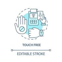 Touch free turquoise concept icon. Contactless payment. Touchless system abstract idea thin line illustration. Isolated outline drawing. Editable stroke. Roboto-Medium, Myriad Pro-Bold fonts used vector