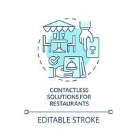 Contactless solutions for restaurant turquoise concept icon. Touchless system abstract idea thin line illustration. Isolated outline drawing. Editable stroke. Roboto-Medium, Myriad Pro-Bold fonts used vector