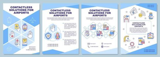 solución sin contacto para la plantilla de folleto del aeropuerto. diseño de impresión de folletos con iconos lineales. diseños vectoriales para presentación, informes anuales, anuncios. arial-black, innumerables fuentes pro-regulares utilizadas vector