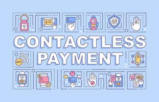 Contactless payment word concepts purple banner. Infographics with linear icons on background. Isolated typography. Vector outline color illustration with text. Arial-Black font used