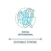 Social withdrawal turquoise concept icon. Introversion. Self isolation abstract idea thin line illustration. Isolated outline drawing. Editable stroke. Roboto-Medium, Myriad Pro-Bold fonts used vector