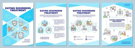 Eating disorders treatment blue brochure template. Anorexia. Booklet print design with linear icons. Vector layouts for presentation, annual reports, ads. Arial-Black, Myriad Pro-Regular fonts used