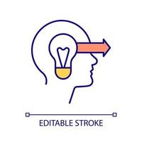 Creative mind implementation RGB color icon. Creative thinking. Converting thoughts into innovations. Isolated vector illustration. Simple filled line drawing. Editable stroke. Arial font used