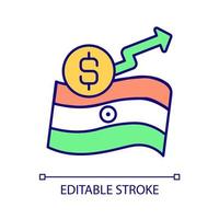 Making profitable business in India RGB color icon. Profitable startup. Business incentives. High profit. Isolated vector illustration. Simple filled line drawing. Editable stroke. Arial font used