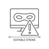 Rootkit linear icon. Clandestine malicious software. Remote access to computer. Thin line customizable illustration. Contour symbol. Vector isolated outline drawing. Editable stroke. Arial font used