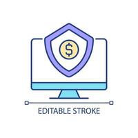 Cyber insurance RGB color icon. Business liability. Data stealing protection. Risks coverage. Isolated vector illustration. Simple filled line drawing. Editable stroke. Arial font used