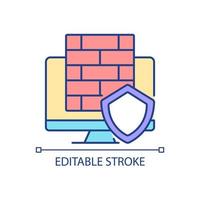 Firewall RGB color icon. Protective software and hardware. Cybersecurity device. Data protection. Isolated vector illustration. Simple filled line drawing. Editable stroke. Arial font used