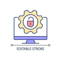 Jailbreak RGB color icon. Remove manufacturers restriction. Install software to mobile phone. Isolated vector illustration. Simple filled line drawing. Editable stroke. Arial font used