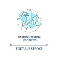 Gastrointestinal problems turquoise concept icon. Stomach disease. Poisoning abstract idea thin line illustration. Isolated outline drawing. Editable stroke. Roboto-Medium, Myriad Pro-Bold fonts used vector