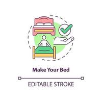 Make your bed concept icon. Housekeeping and morning routine abstract idea thin line illustration. Isolated outline drawing. Editable stroke. Roboto-Medium, Myriad Pro-Bold fonts used vector