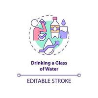 Drinking glass of water concept icon. Healthy morning routine abstract idea thin line illustration. Isolated outline drawing. Editable stroke. Roboto-Medium, Myriad Pro-Bold fonts used vector