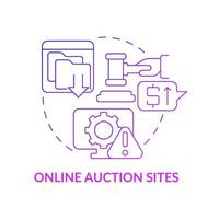 Online auction sites purple gradient concept icon. Source of piracy abstract idea thin line illustration. Copyright infringement. Offering pirated products. Vector isolated outline color drawing