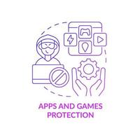 Apps and games protection purple gradient concept icon. Content to protect from piracy abstract idea thin line illustration. Preventing illegal activity. Vector isolated outline color drawing