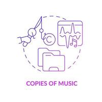 Copies of music purple gradient concept icon. Illegal duplication abstract idea thin line illustration. Musical compositions distributing. Copyright infringement. Vector isolated outline color drawing