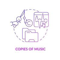 Copies of music purple gradient concept icon. Illegal duplication abstract idea thin line illustration. Musical compositions distributing. Copyright infringement. Vector isolated outline color drawing