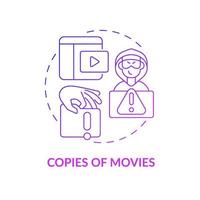 Copies of movies purple gradient concept icon. Illegal duplication abstract idea thin line illustration. Stealing intellectual property. Copyright infringement. Vector isolated outline color drawing