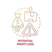 Potential profit loss red gradient concept icon. Online piracy abstract idea thin line illustration. Pirated digital distribution. Content production sector. Vector isolated outline color drawing