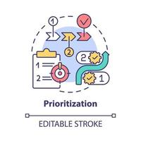 Prioritization concept icon. Online entrepreneur skill abstract idea thin line illustration. Order of priority. Task management. Vector isolated outline color drawing. Editable stroke