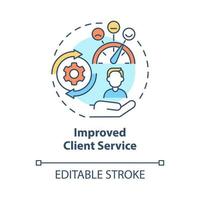 Improved client service concept icon. Online entrepreneurship benefit abstract idea thin line illustration. Customer experience. Online stores. Vector isolated outline color drawing. Editable stroke