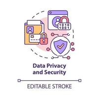 Data privacy and security concept icon. Online entrepreneurship risk abstract idea thin line illustration. Customer information protection. Vector isolated outline color drawing. Editable stroke