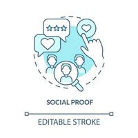 Social proof blue concept icon. Customer behavior pattern. Society influence. Relying on people abstract idea thin line illustration. Vector isolated outline color drawing. Editable stroke