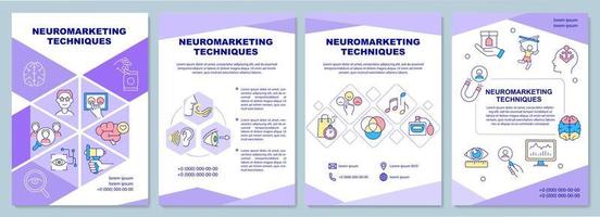 plantilla de folleto de técnicas de neuromarketing. trucos psicologicos folleto, folleto, impresión de folleto, diseño de portada con iconos lineales. diseños vectoriales para presentación, informes anuales, páginas de publicidad vector