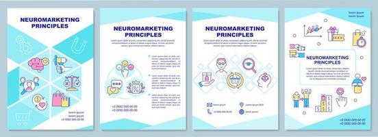 plantilla de folleto de principios de neuromarketing. mercadeo emocional. folleto, folleto, impresión de folleto, diseño de portada con iconos lineales. diseños vectoriales para presentaciones, informes anuales, páginas de publicidad vector