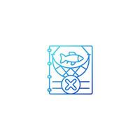 IUU fishing gradient linear vector icon. Illegal, unreported and unregulated fishery. Fishing without permission. Thin line color symbol. Modern style pictogram. Vector isolated outline drawing