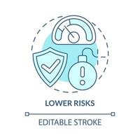 Lower risks blue concept icon. Internal growth abstract idea thin line illustration. Business expansion. Reduce threats possibility. Vector isolated outline color drawing. Editable stroke