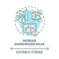 Increase shareholder value blue concept icon. Business expansion importance abstract idea thin line illustration. Board of directors. Management. Vector isolated outline color drawing. Editable stroke