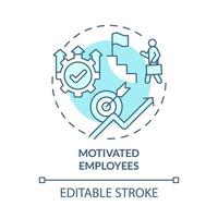 Motivated employees blue concept icon. Internal growth abstract idea thin line illustration. Workers involved in company growth process. Vector isolated outline color drawing. Editable stroke