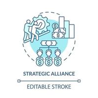 Strategic alliance blue concept icon. External expansion abstract idea thin line illustration. Companies cooperation, partnership. Joint project. Vector isolated outline color drawing. Editable stroke