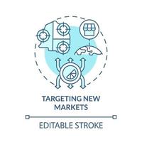 Targeting new markets blue concept icon. Internal business growth abstract idea thin line illustration. Promotion and advertising of new product. Vector isolated outline color drawing. Editable stroke