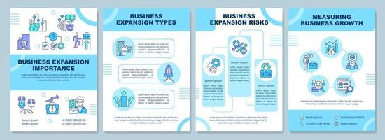 Expand business brochure template. Company development. Flyer, booklet, leaflet print, cover design with linear icons. Vector layouts for presentation, annual reports, advertisement pages