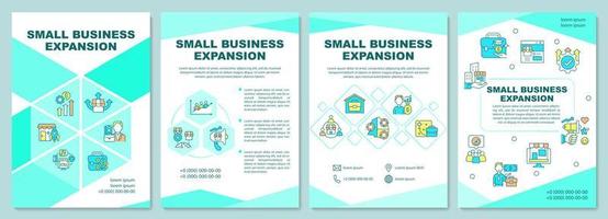 Small business expansion brochure template. Company growth. Flyer, booklet, leaflet print, cover design with linear icons. Vector layouts for presentation, annual reports, advertisement pages
