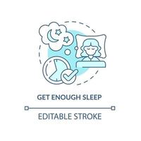 Get enough sleep blue concept icon. Mental health during pregnancy abstract idea thin line illustration. Healthy regular nap. Stress reduction. Vector isolated outline color drawing. Editable stroke