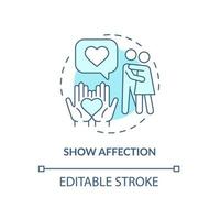 Show affection blue concept icon. Partner support during pregnancy abstract idea thin line illustration. Improving relationship bond. Vector isolated outline color drawing. Editable stroke