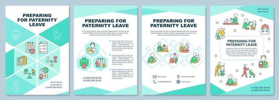 Prepare for paternity leave brochure template. Paid parental leave. Flyer, booklet, leaflet print, cover design with linear icons. Vector layouts for presentation, annual reports, advertisement pages