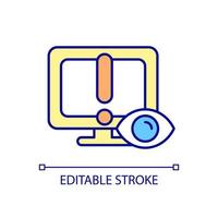 Digital monitoring problem RGB color icon. Computer software malware and system management issue. Online monitoring. Isolated vector illustration. Simple filled line drawing. Editable stroke