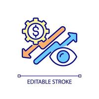 Statistic comparison RGB color icon. Computer software and system management. Information technologies monitoring. Isolated vector illustration. Simple filled line drawing. Editable stroke