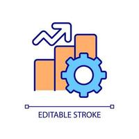 Statistics growth RGB color icon. Computer software and system management. Information technologies monitoring. Isolated vector illustration. Simple filled line drawing. Editable stroke