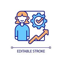 Improve employee performance RGB color icon. Tracking and growing productivity. Human resources. Work and business management. Isolated vector illustration. Simple filled line drawing. Editable stroke