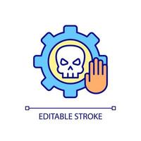 Prevent digital threat RGB color icon. Computer software issue and system management malware danger. Information technologies. Isolated vector illustration. Simple filled line drawing. Editable stroke